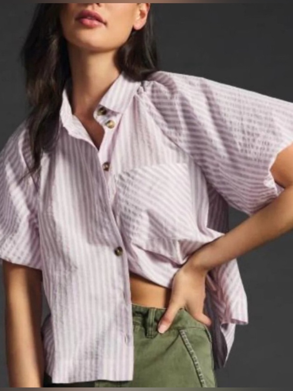 Maeve by Anthropologie The Zooey Bubble Sleeve Button Front Blouse - Picture 8 of 8